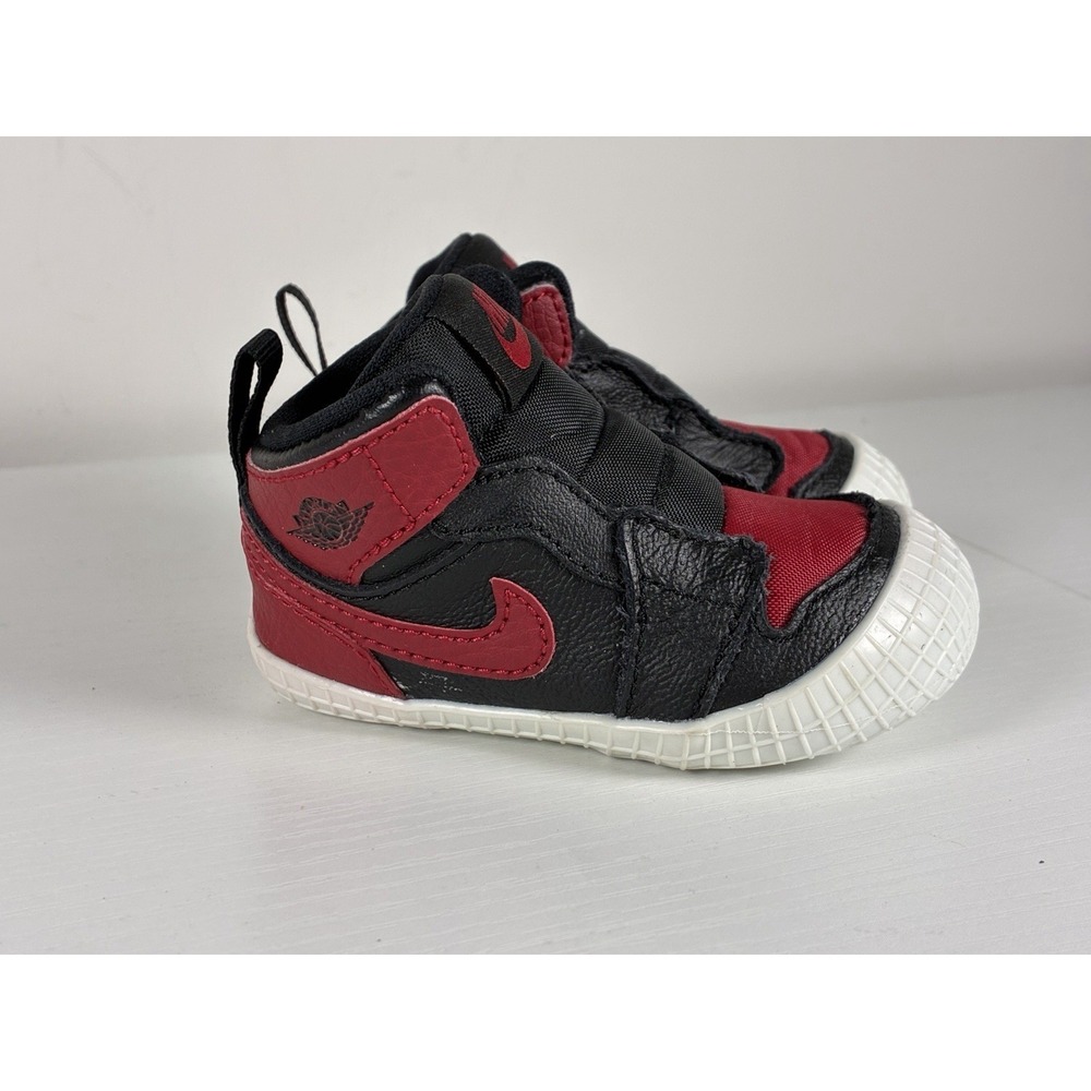 2019 Jordan 1 Crib Bootie Bred Black Red AT3745-023 Baby Size 3C